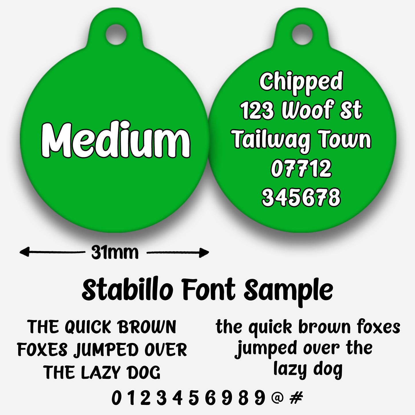 Green Plain Colour - Pet ID Tag
