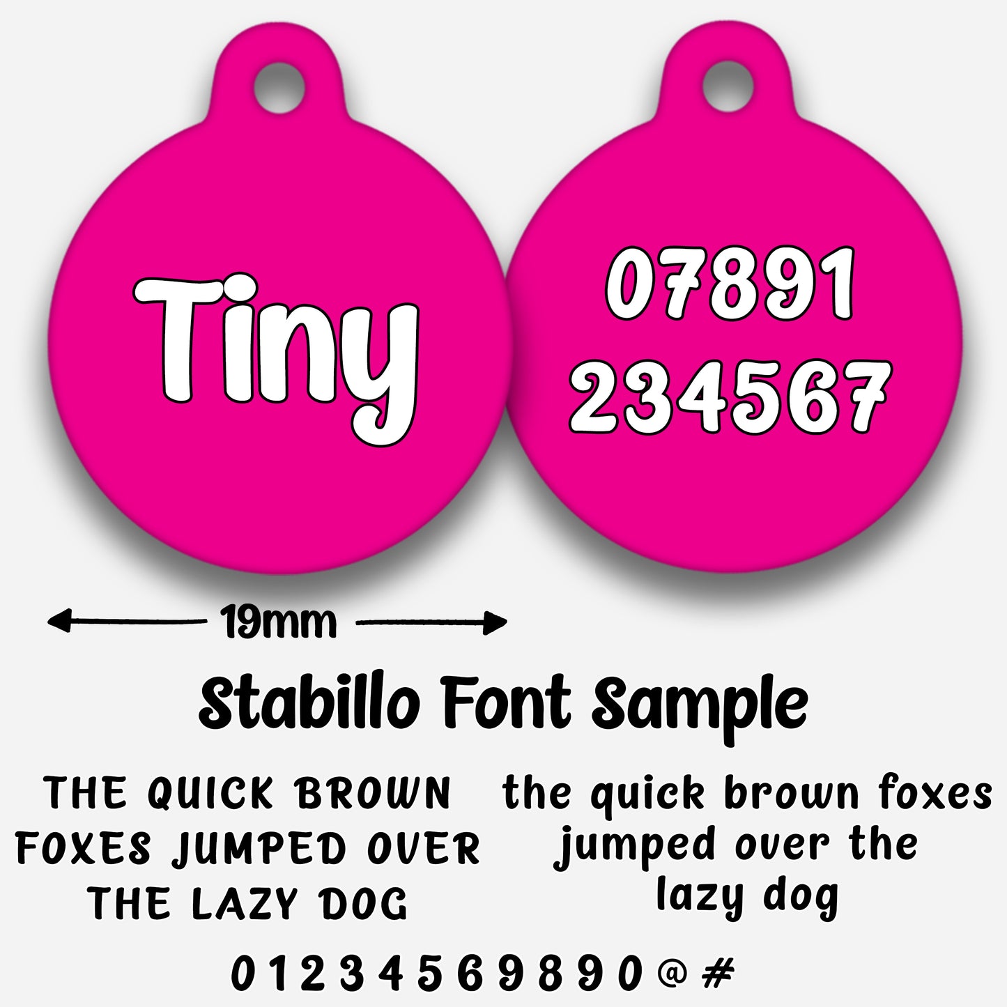 Hot Pink Plain Colour - Pet ID Tag