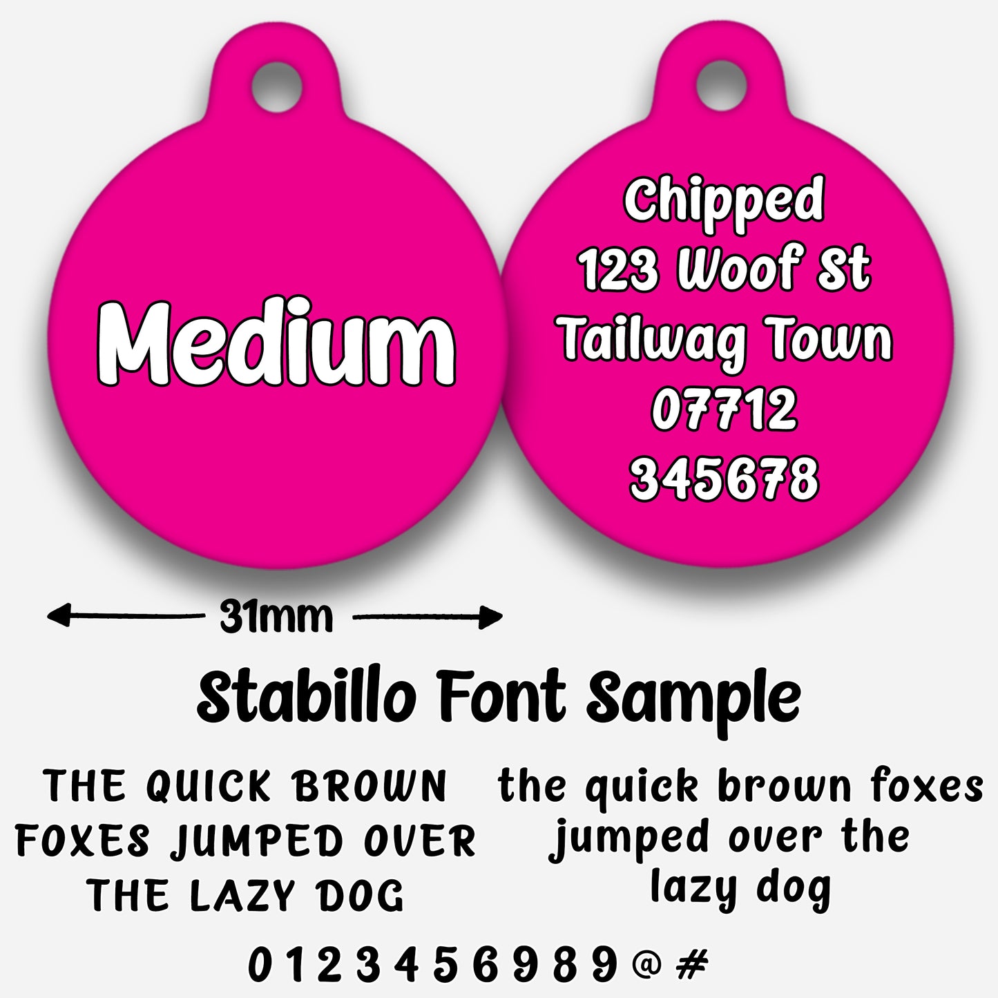 Hot Pink Plain Colour - Pet ID Tag
