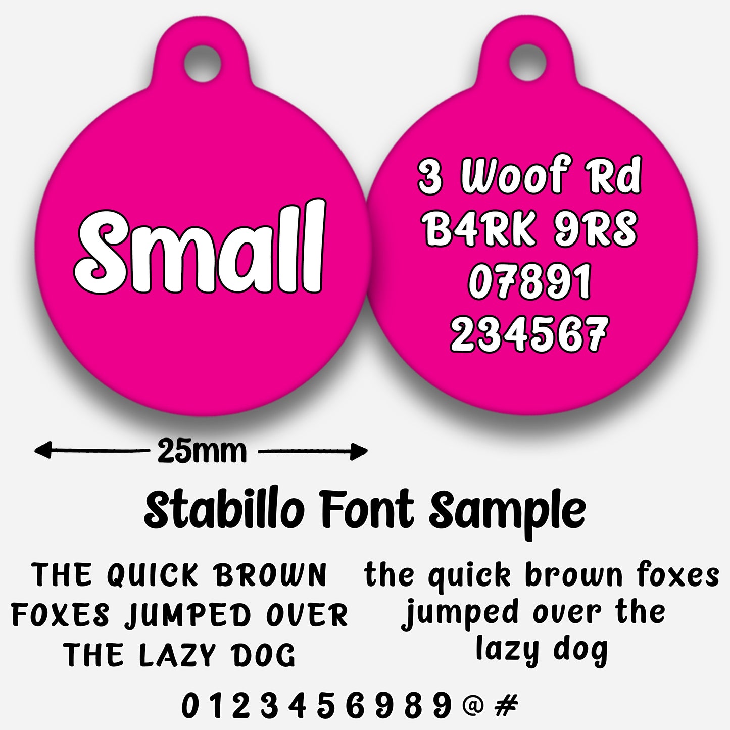 Hot Pink Plain Colour - Pet ID Tag
