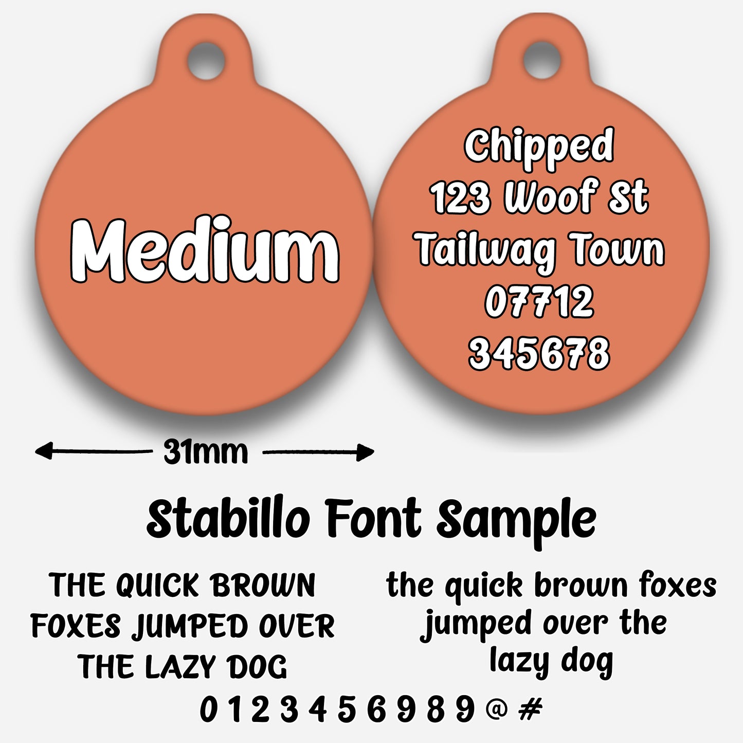Peach Plain Colour - Pet ID Tag