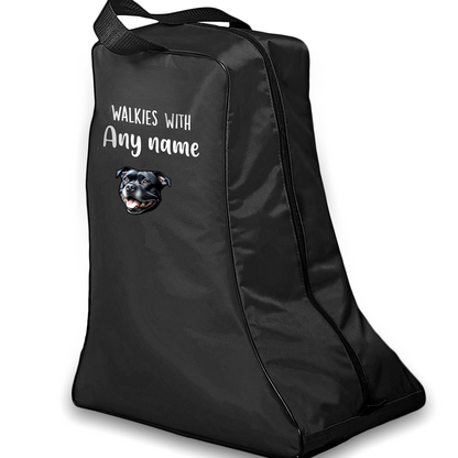 Black Walkies with Any Dog Breed Personalised with Name Welly Boot Bag