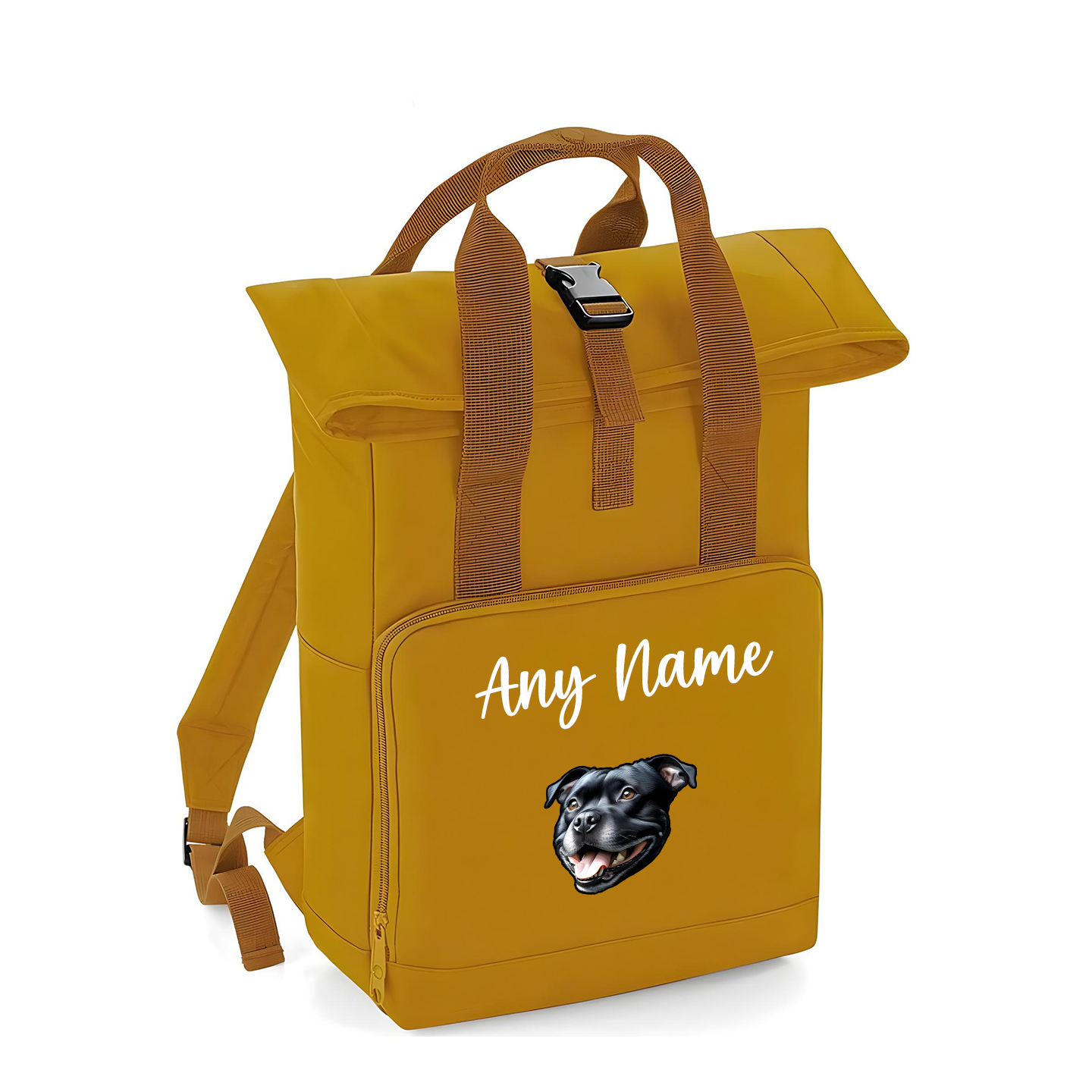 Overnighter Rucksack 14 Litres Mustard Gold Any Breed Backpack With Custom Personalised Dog Name