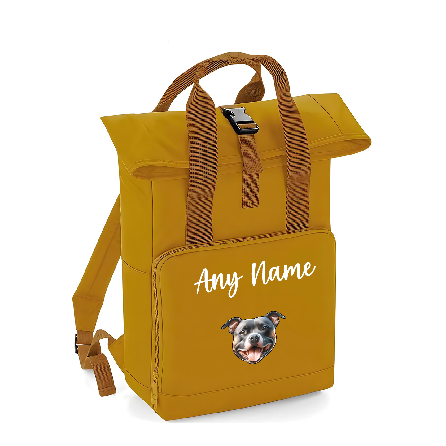 Overnighter Rucksack 14 Litres Mustard Gold Any Breed Backpack With Custom Personalised Dog Name