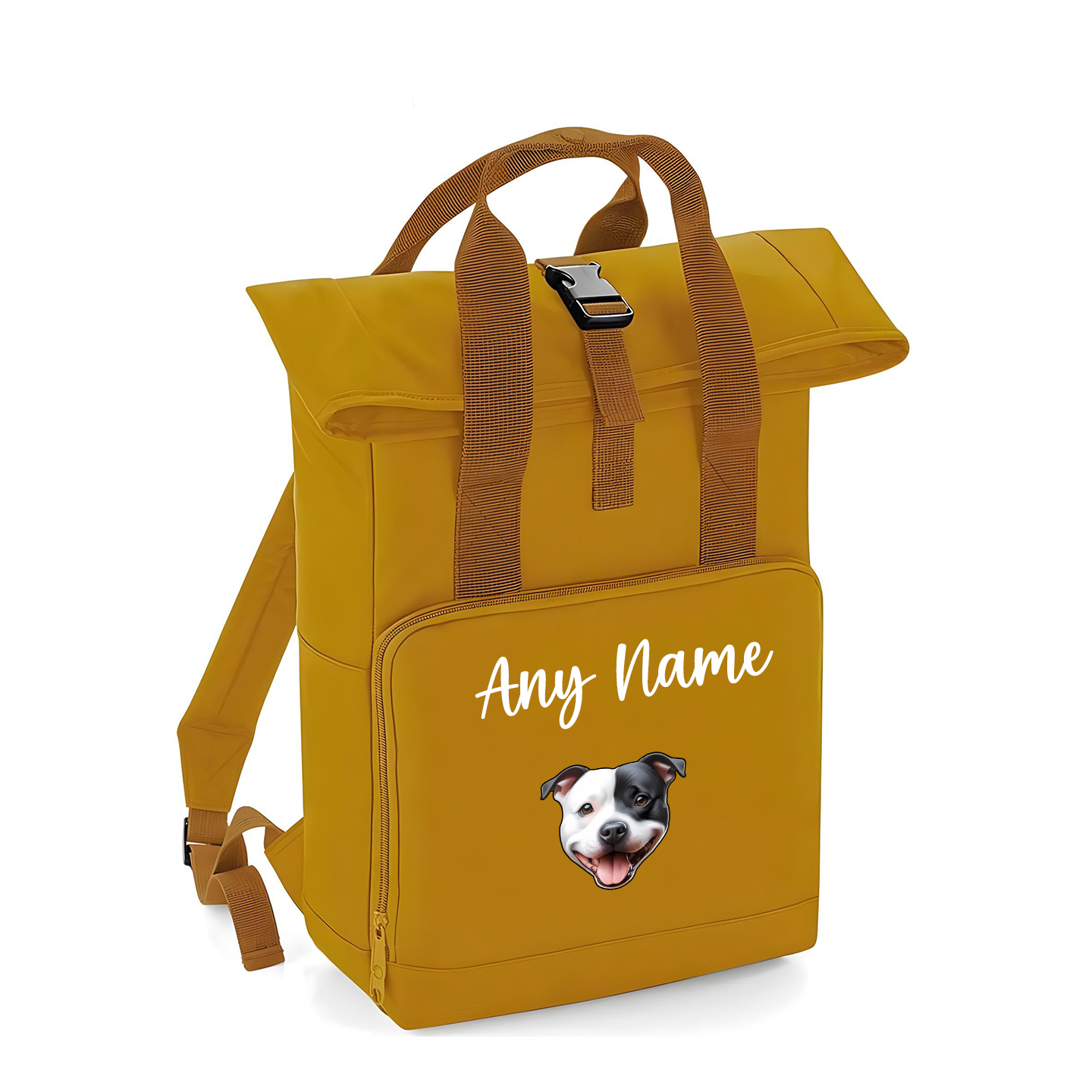 Overnighter Rucksack 14 Litres Mustard Gold Any Breed Backpack With Custom Personalised Dog Name