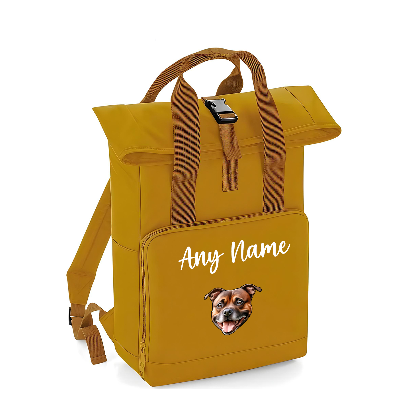 Overnighter Rucksack 14 Litres Mustard Gold Any Breed Backpack With Custom Personalised Dog Name