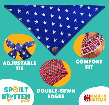 The Portsmouth - Large Stars Royal Blue Tied Dog Bandana