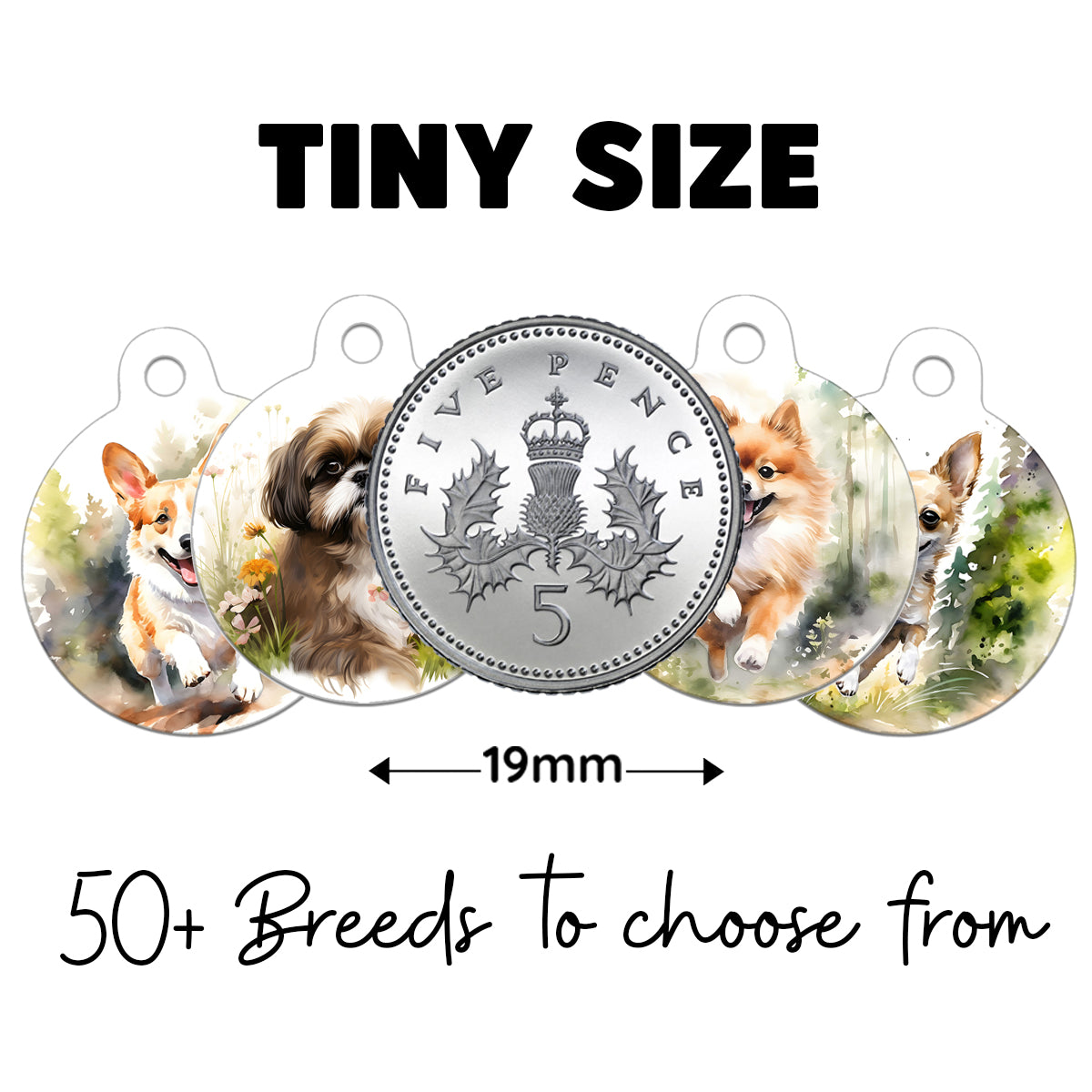 Tiny 19mm -  Woodland Running Dog Tag