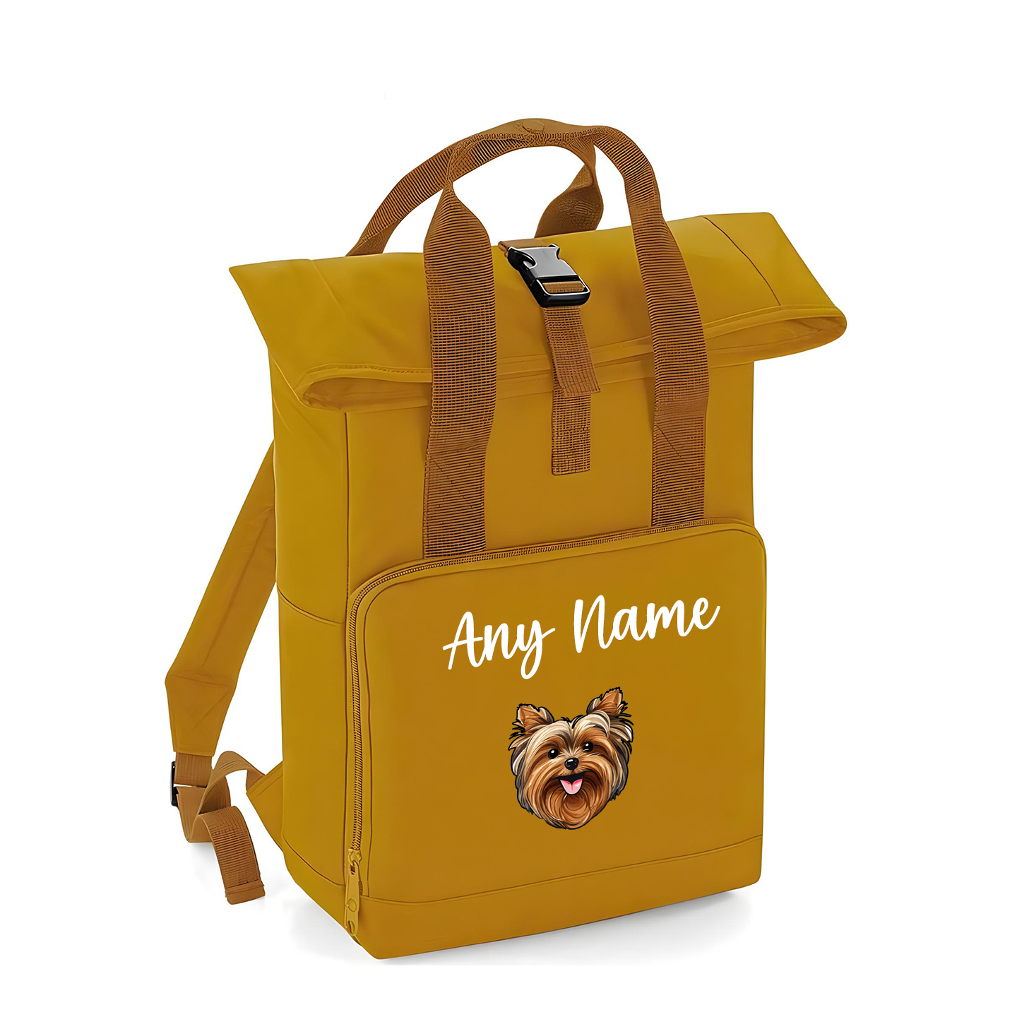 Overnighter Rucksack 14 Litres Mustard Gold Any Breed Backpack With Custom Personalised Dog Name