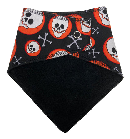 Orange Spot Skull & Crossbones Any Name Dog Bandana