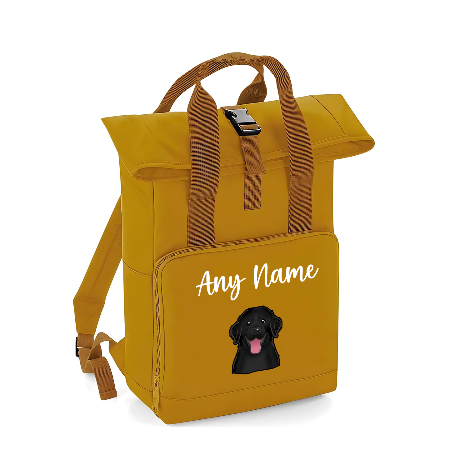 Overnighter Rucksack 14 Litres Mustard Gold Any Breed Backpack With Custom Personalised Dog Name