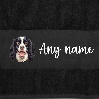 BLACK Any Pet Name And A Choice Of Dog Breed - Bath Towel