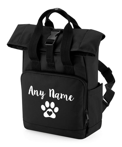 Black Heart & Paw Backpack With Any Name Or Wording