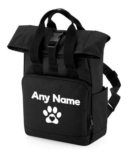 Black Heart & Paw Backpack With Any Name Or Wording