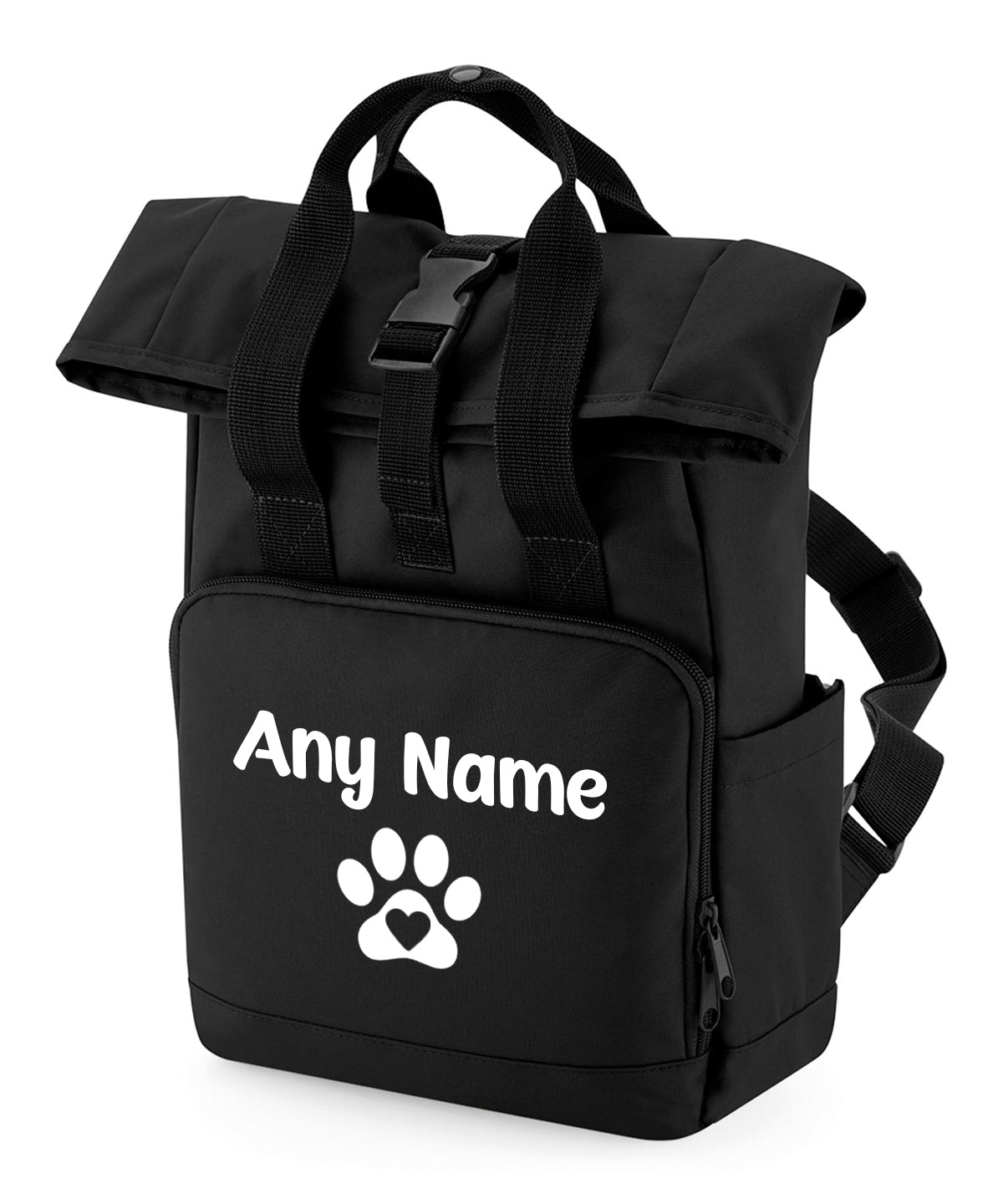 Black Heart & Paw Backpack With Any Name Or Wording