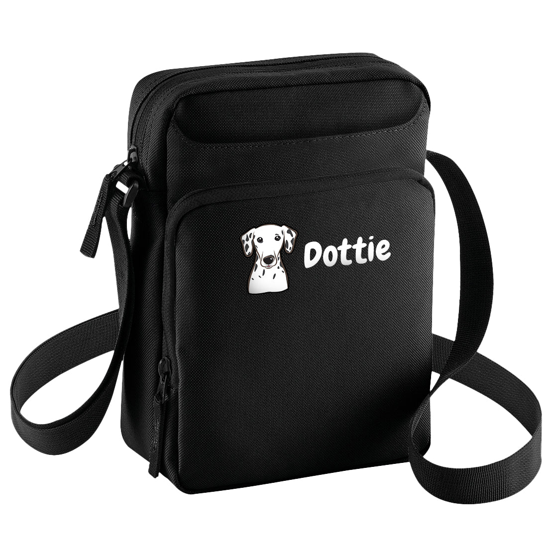 Crossbody Dog Walking Bag Black Personalised With Breed & Wording