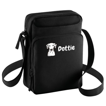 Crossbody Dog Walking Bag Black Personalised With Breed & Wording