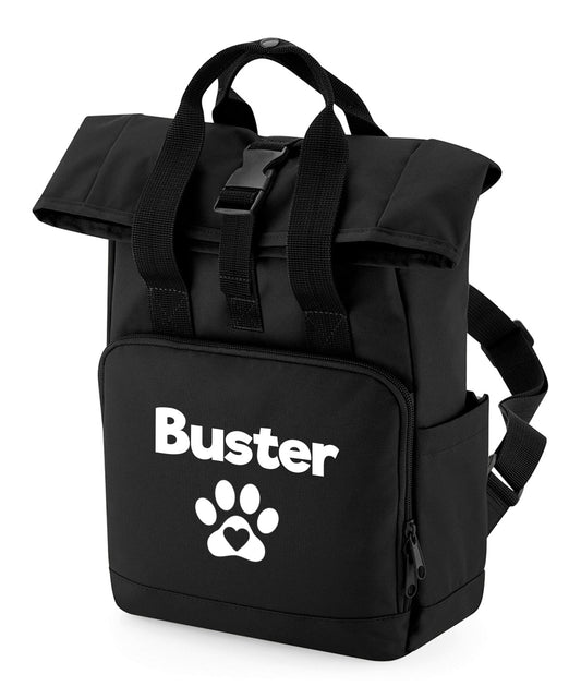 Black Heart & Paw Backpack With Any Name Or Wording