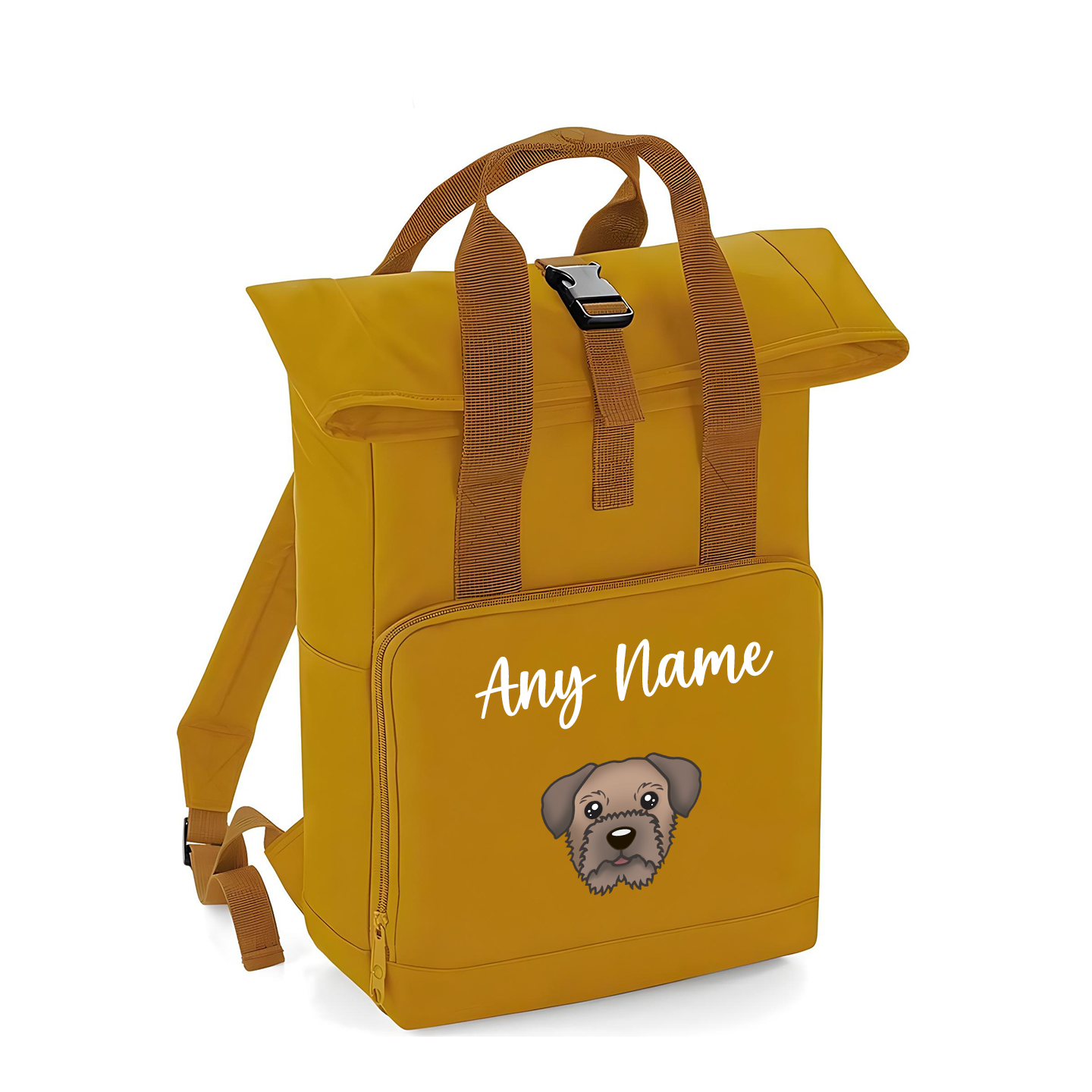 Overnighter Rucksack 14 Litres Mustard Gold Any Breed Backpack With Custom Personalised Dog Name