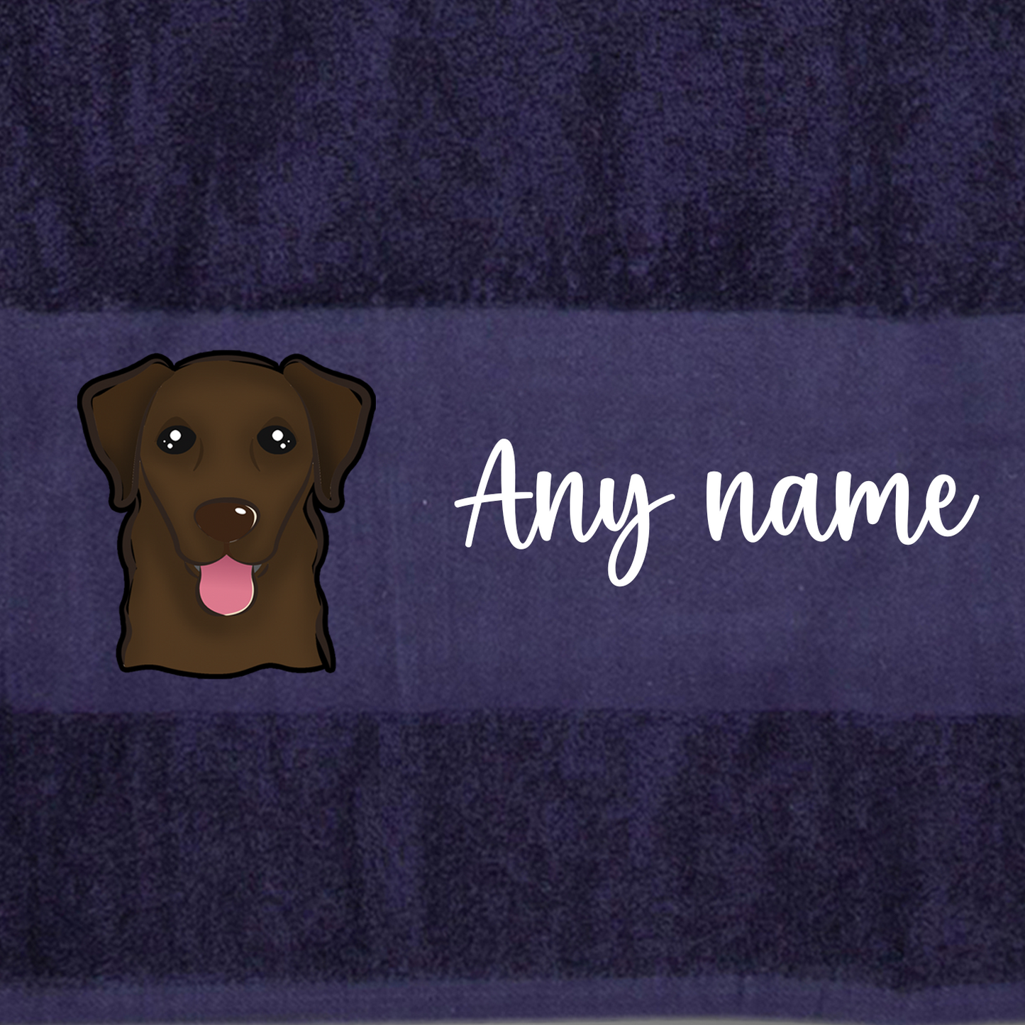 MIDNIGHT BLUE Any Pet Name And A Choice Of Dog Breed - Bath Towel