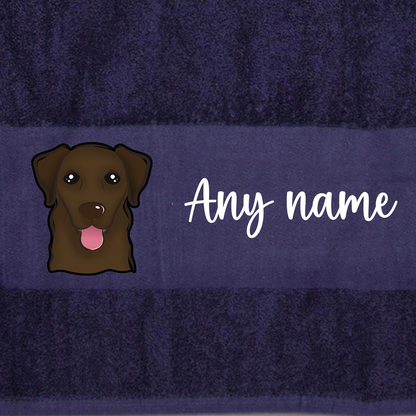 MIDNIGHT BLUE Any Pet Name And A Choice Of Dog Breed - Bath Towel
