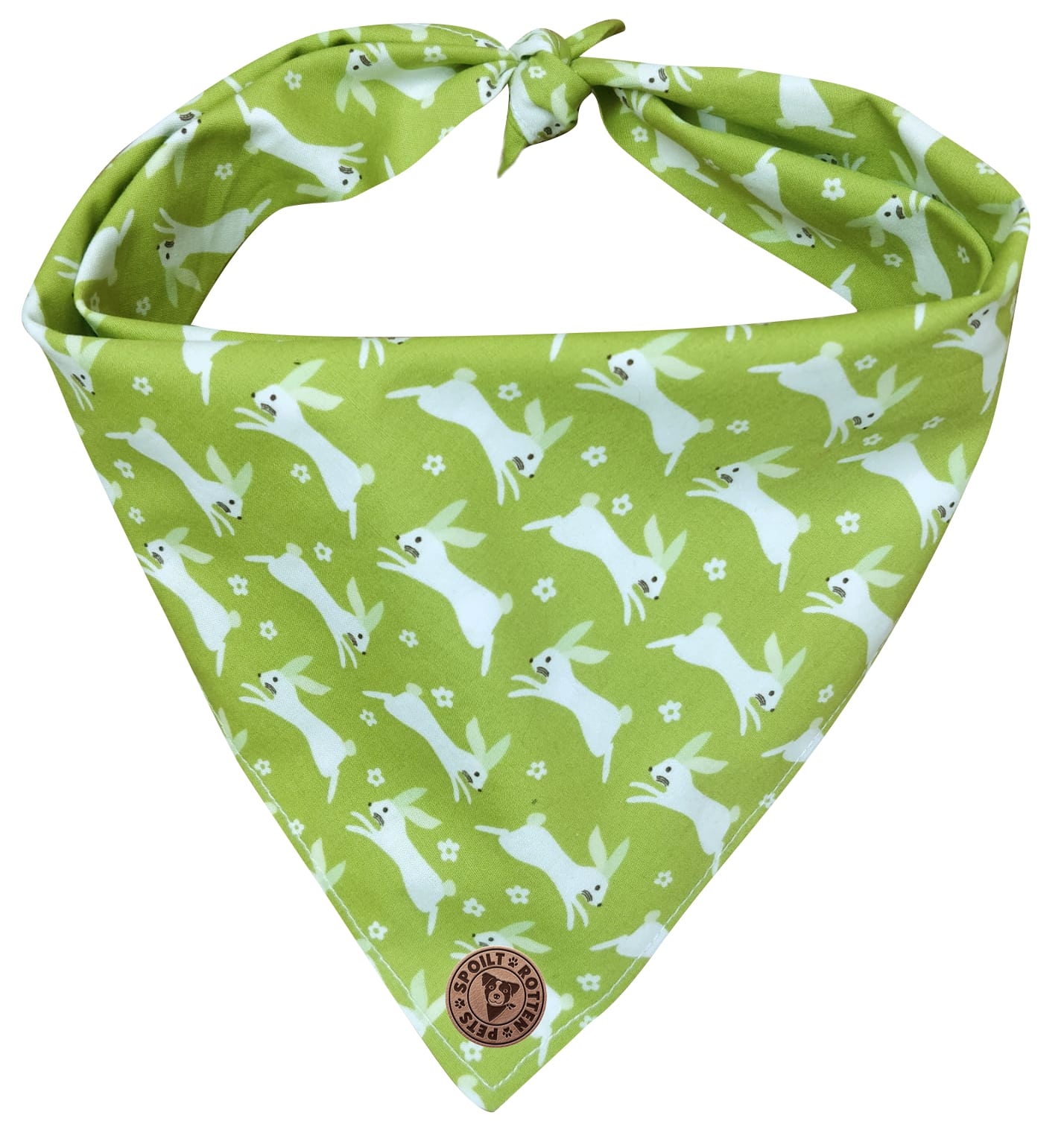 The Warrington - Green Bunnies Tied Dog Bandana