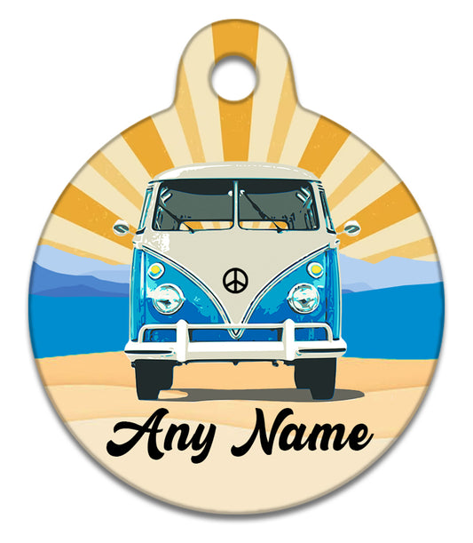 Sunburst VW Dub Blue Campervan - Pet ID Tag
