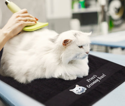 BLACK Any Pet Name And A Choice Of Cat Breed - Travel Towel
