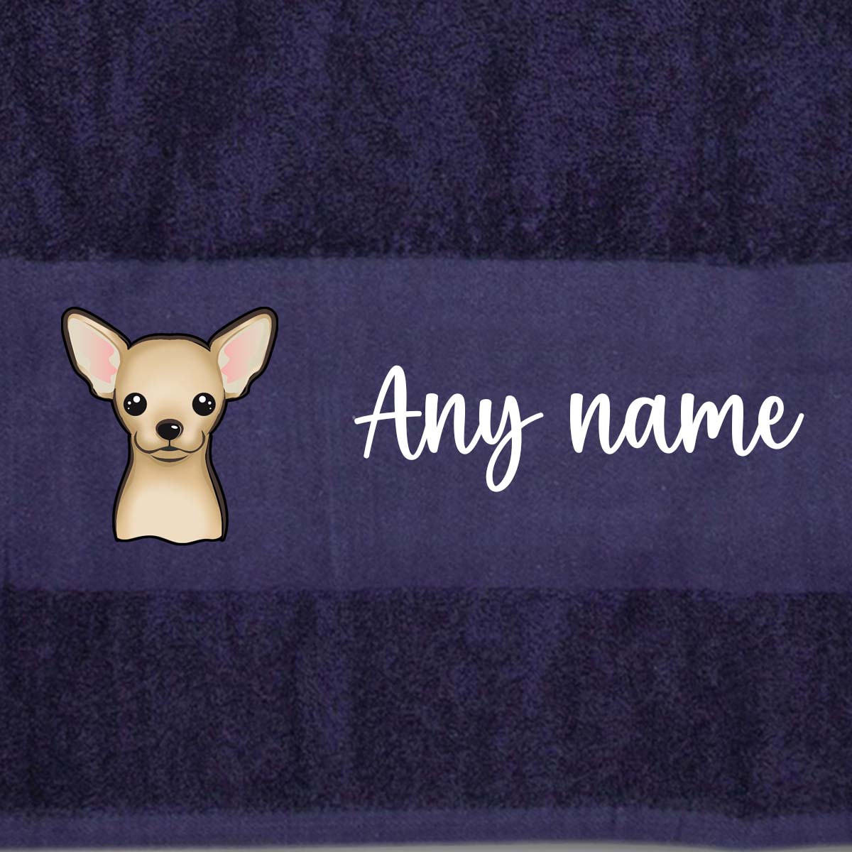 MIDNIGHT BLUE Any Pet Name And A Choice Of Dog Breed - Bath Towel