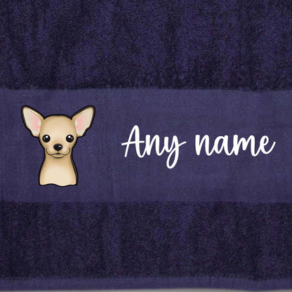 MIDNIGHT BLUE Any Pet Name And A Choice Of Dog Breed - Bath Towel
