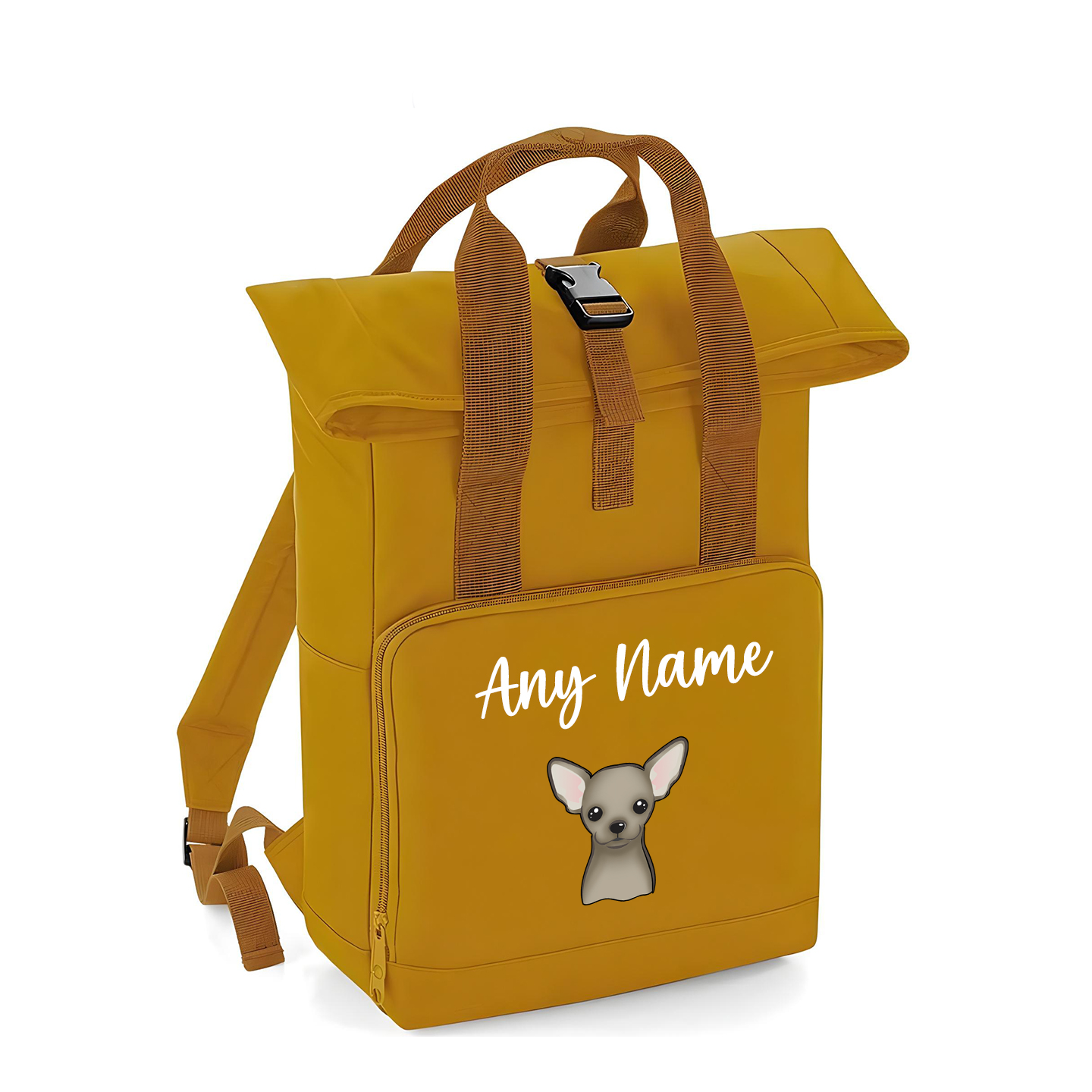 Overnighter Rucksack 14 Litres Mustard Gold Any Breed Backpack With Custom Personalised Dog Name