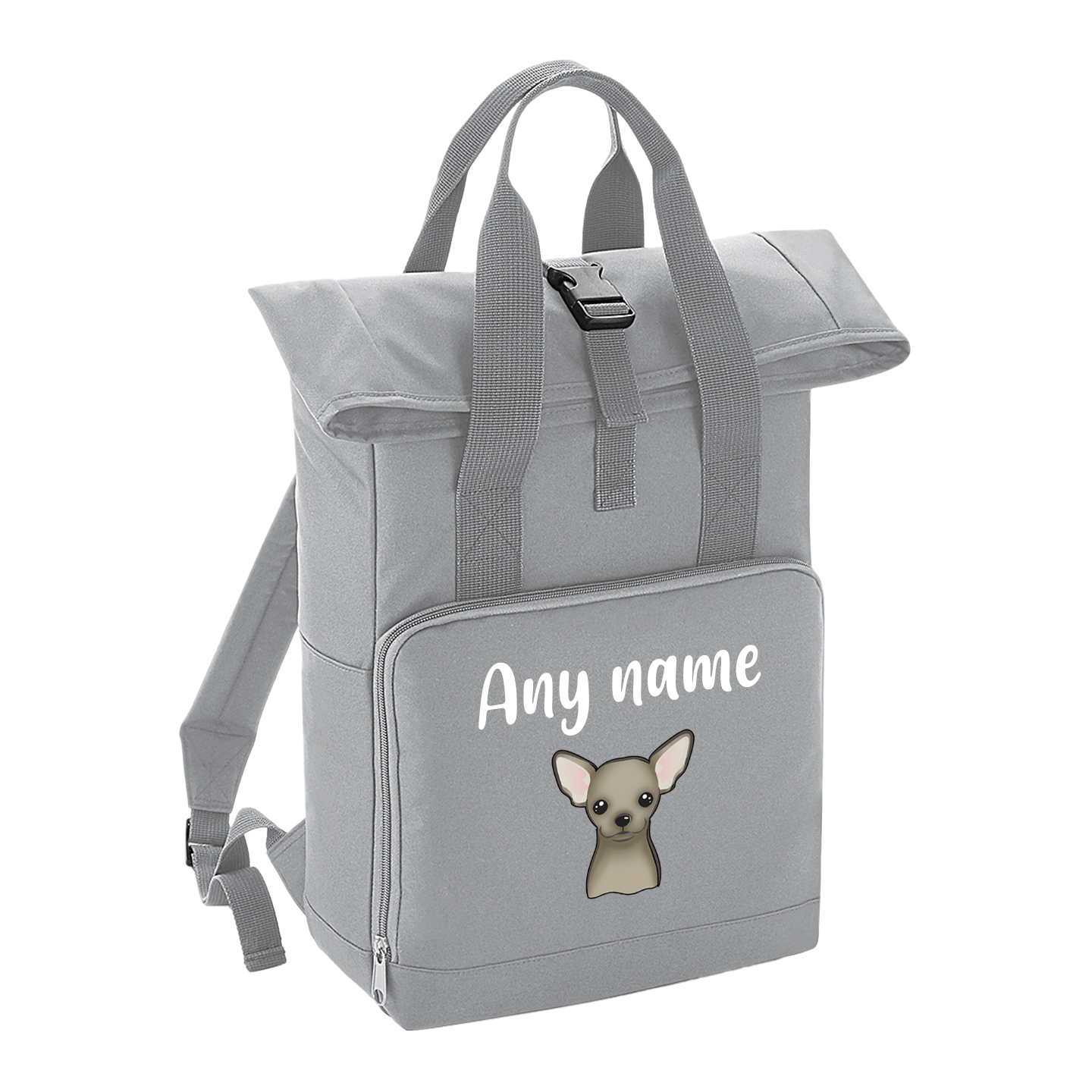 Overnighter Rucksack 14 Litres Grey Any Breed Backpack With Custom Personalised Dog Name