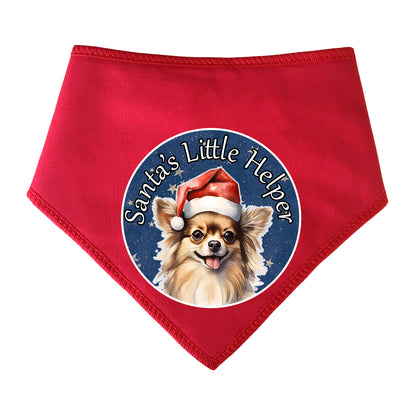 Chihuahua Longhair Dog Design Santa's Little Helper Dog Bandana