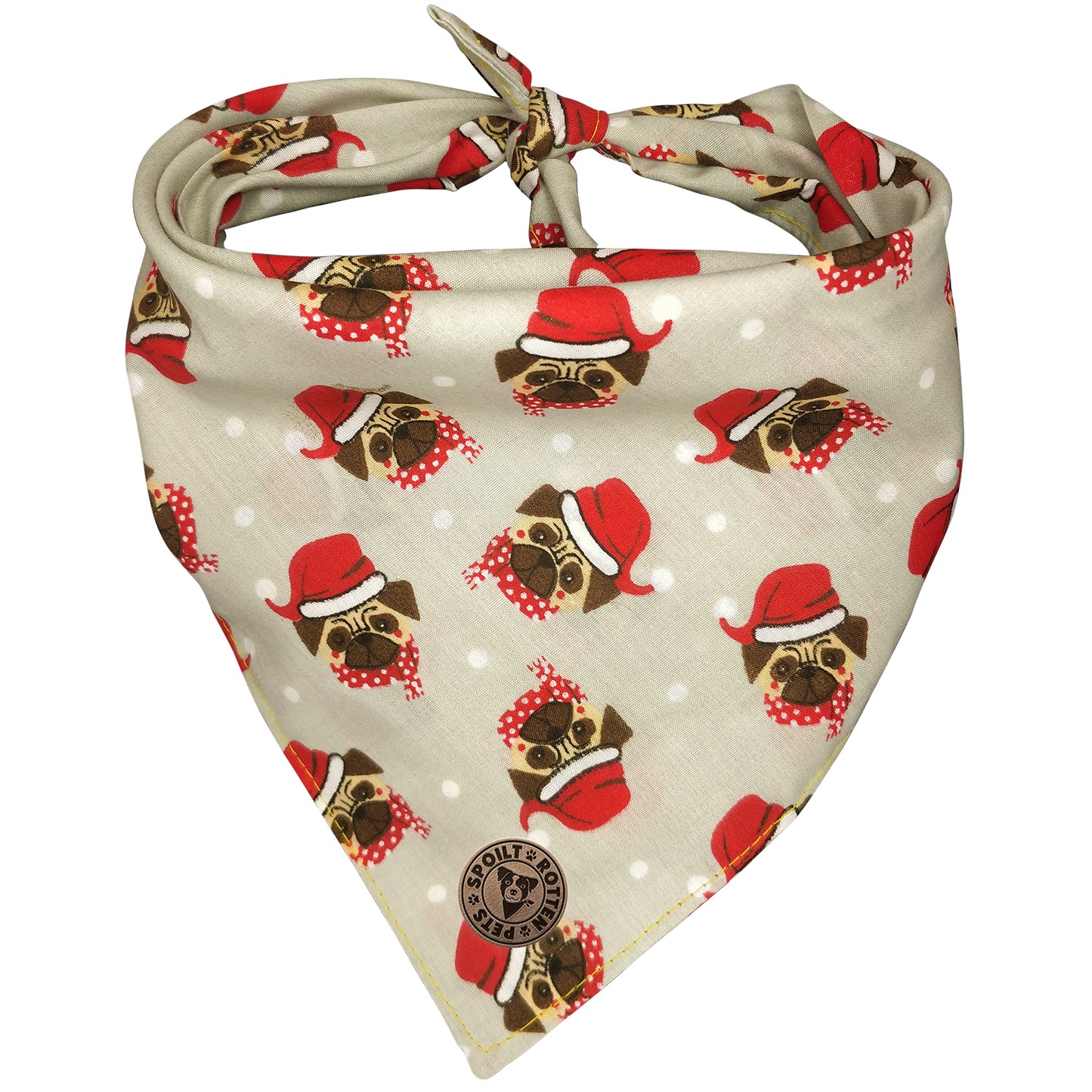 The Carnaby - Christmas Pugs Tied Dog Bandana