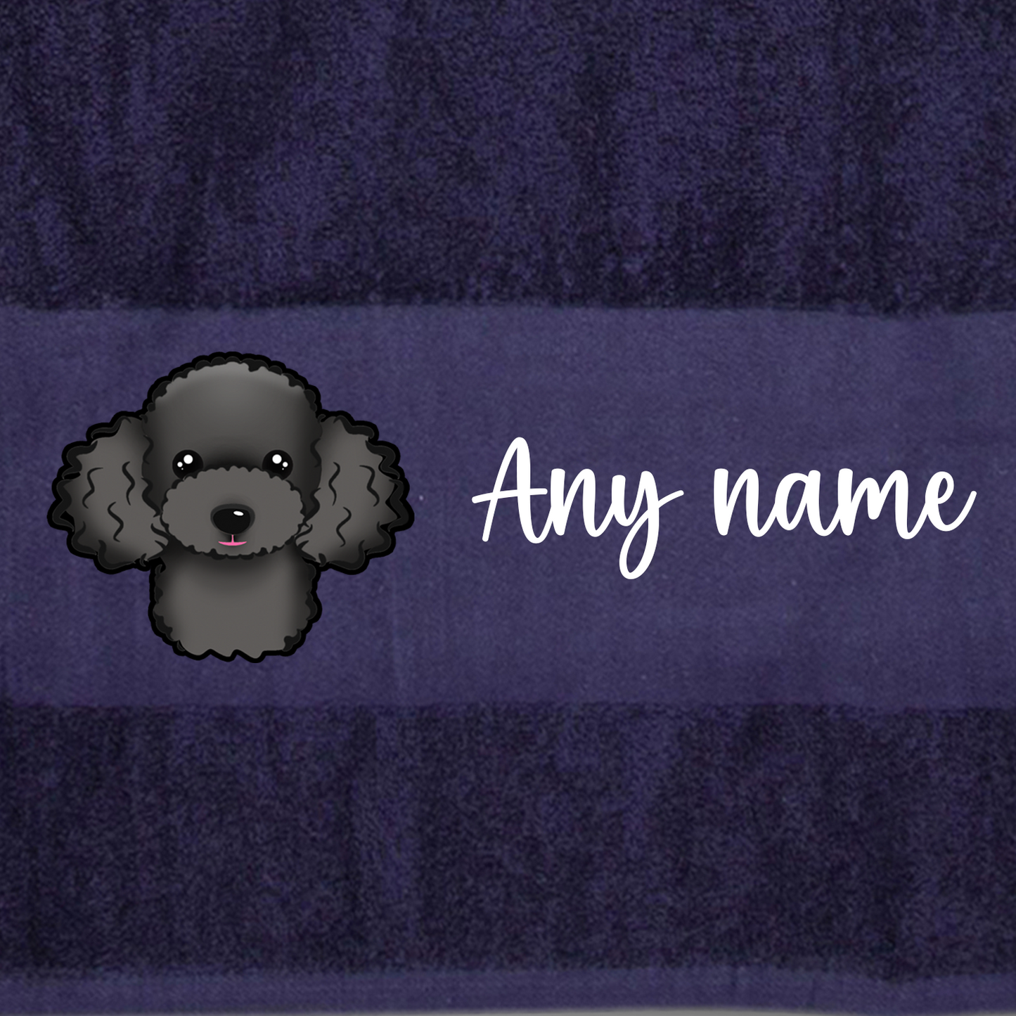 MIDNIGHT BLUE Any Pet Name And A Choice Of Dog Breed - Bath Towel
