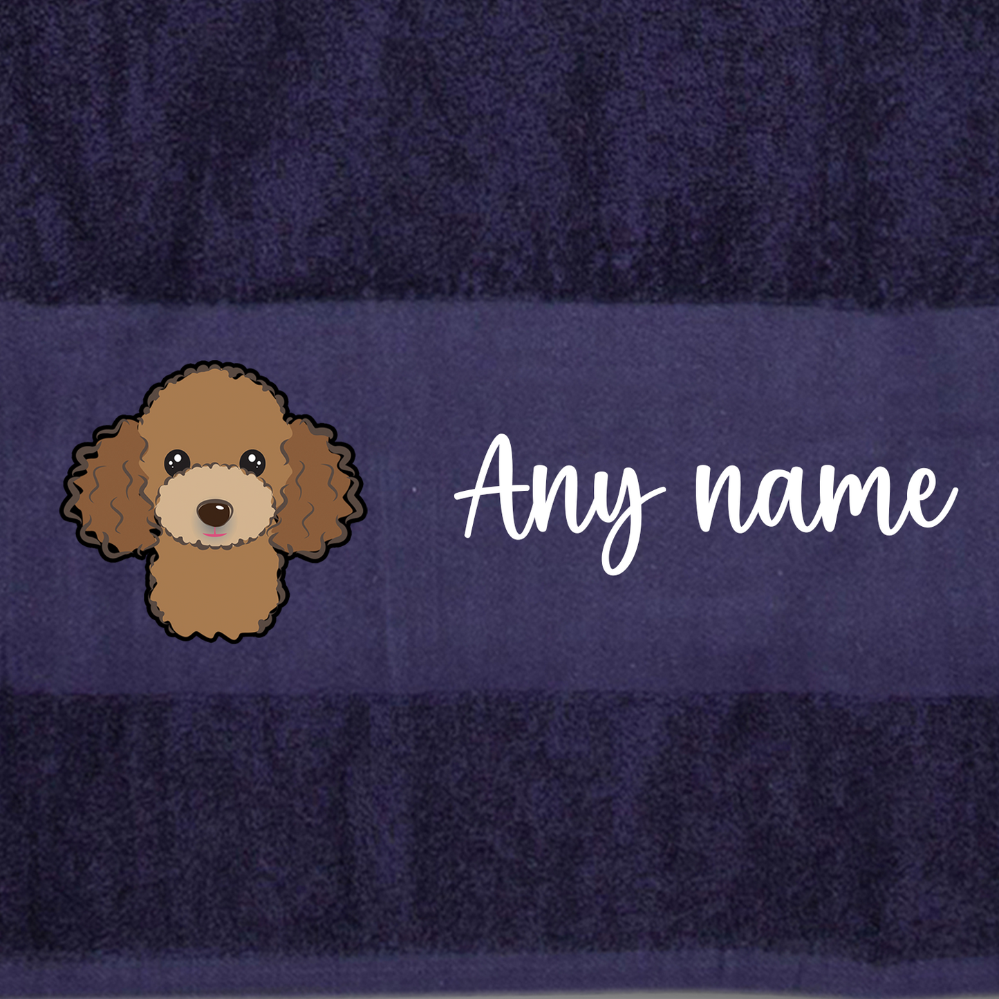MIDNIGHT BLUE Any Pet Name And A Choice Of Dog Breed - Bath Towel