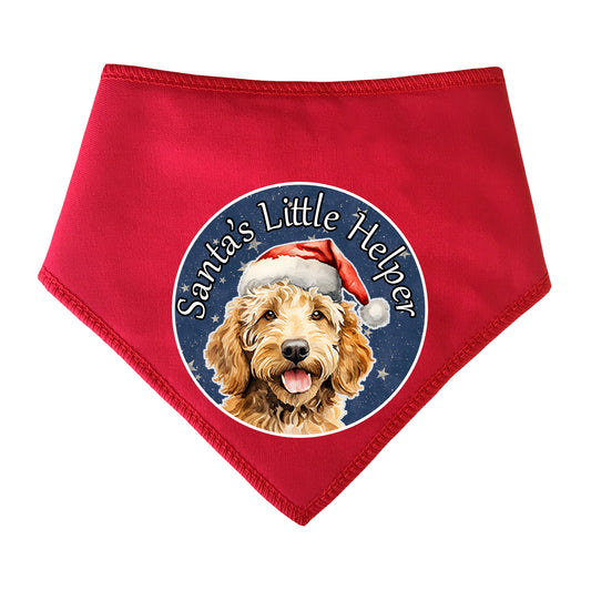 Doodle or Cockerpoo Golden Dog Design Santa's Little Helper Dog Bandana