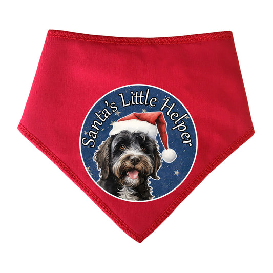 Doodle or Cockerpoo Black Dog Design Santa's Little Helper Dog Bandana