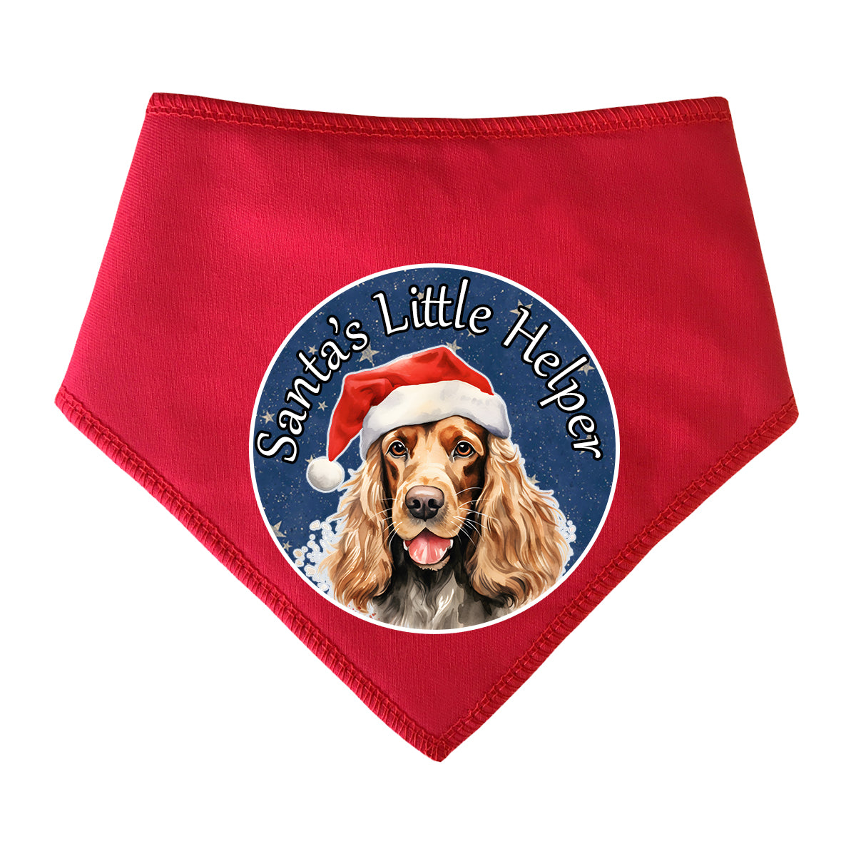 English Spaniel Design Santa's Little Helper Dog Bandana