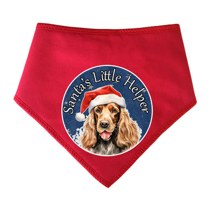 English Spaniel Design Santa's Little Helper Dog Bandana