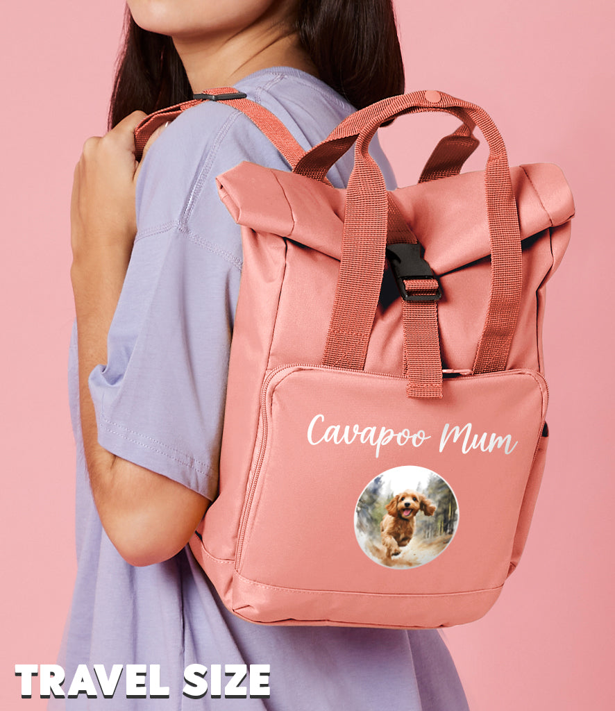Pink Any Breed Running Woodland Dog with Personalised Name Backpack