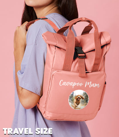 Pink Any Breed Running Woodland Dog with Personalised Name Backpack