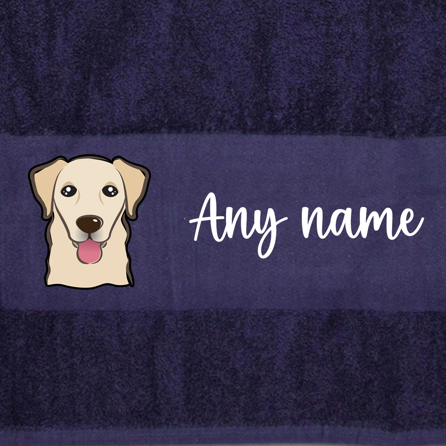 MIDNIGHT BLUE Any Pet Name And A Choice Of Dog Breed - Bath Towel
