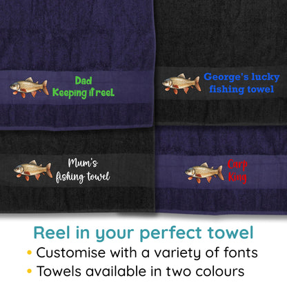 Carp Design Fishing Towel Personalised Printed Towel - Any Name or Wording