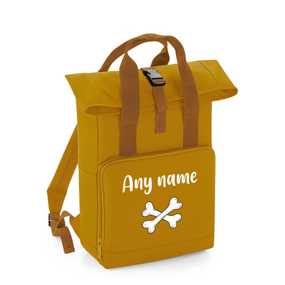 Overnighter Rucksack 14 Litres Mustard Gold Any Breed Backpack With Custom Personalised Dog Name