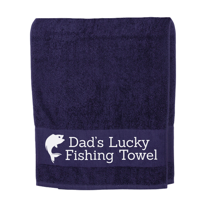 Navy Blue Fishing Towel Personalised Printed Towel - Any Name or Wording