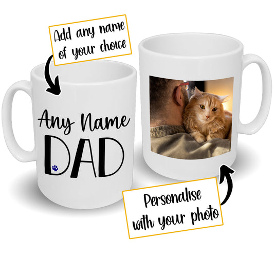 Cat Dad Mug Any Name & Custom Photo