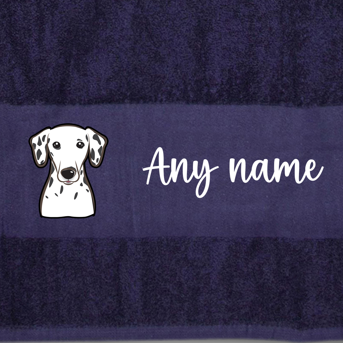 MIDNIGHT BLUE Any Pet Name And A Choice Of Dog Breed - Bath Towel