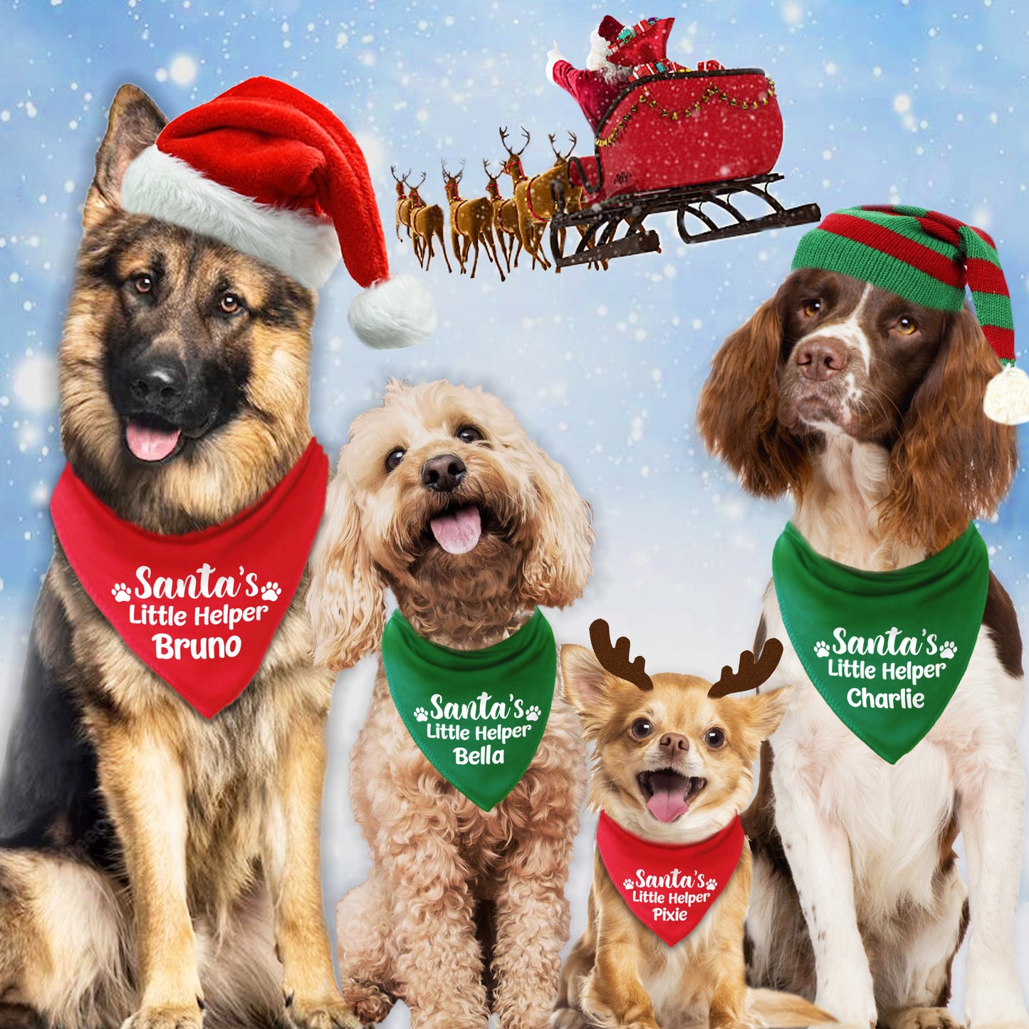 Santa's Little Helper Personalised Dog Bandana