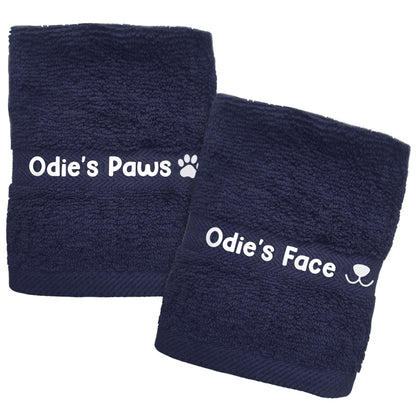 Royal Blue Dog Pet Face and Paws Wiper Towel Cloths - Any Name